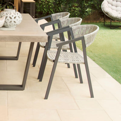 Charcoal and white Auto Dining Chair in rope and twist wicker material, perfect Outdoor Furniture and Outdoor Chairs.