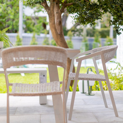 Charcoal and white Auto Dining Chair in rope and twist wicker, a stylish piece of Outdoor Furniture and Outdoor Chairs.