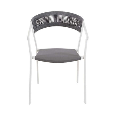 Auto Dining Chair in rope or twist wicker, available in charcoal/white, lightweight for outdoor furniture