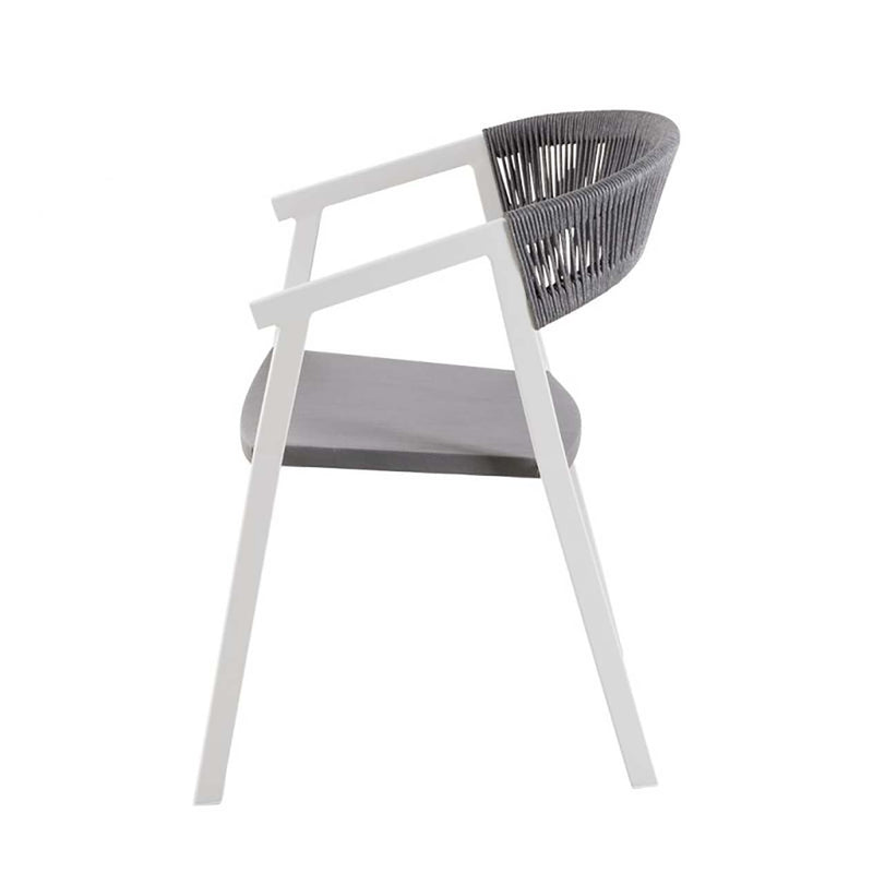 Auto Dining Chair in rope or twist wicker, available in charcoal/white, lightweight for outdoor furniture