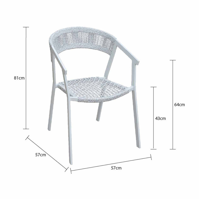 Charcoal and white Auto Dining Chair in rope and twist wicker material, perfect Outdoor Furniture and Outdoor Chairs.