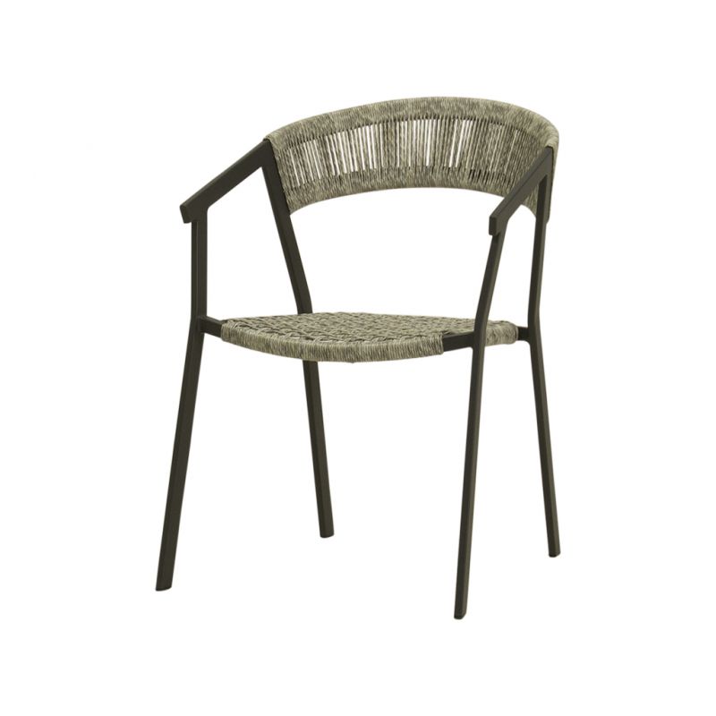 Charcoal and white Auto Dining Chair in rope and twist wicker material, perfect Outdoor Furniture and Outdoor Chairs.