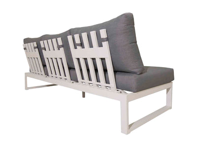 Outdoor furniture: Aluminium 3-seater modular Denver lounge in white, transforms into sun lounger, part of aluminium outdoor furniture set.