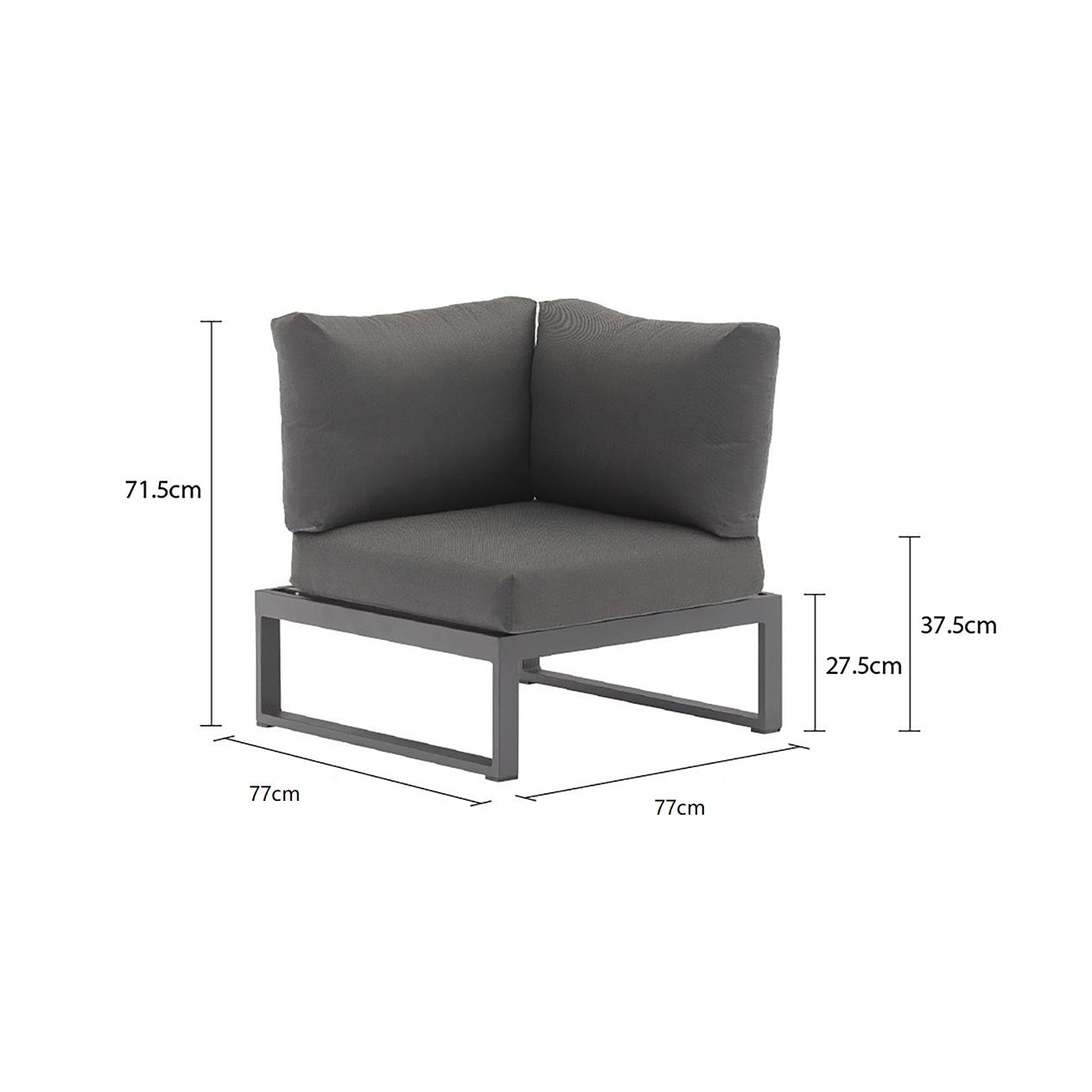 Aluminium outdoor furniture, Denver sofa in charcoal and white, versatile outdoor lounge for stylish comfort on a white background.